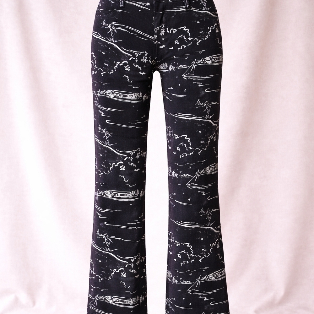 Guess Black Graphic Print Jeans Size 29 | Non-Stretch Denim
